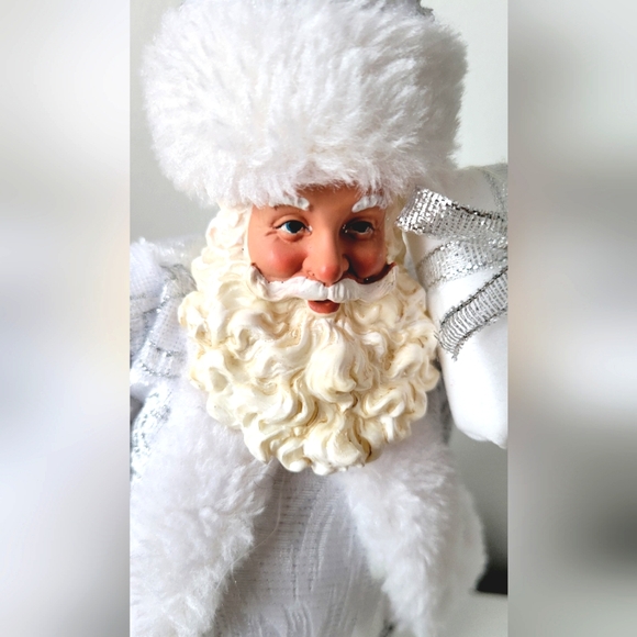 Vintage Santa Claus - Holiday Decor -Christmas Decor - Silver & White - Picture 2 of 6